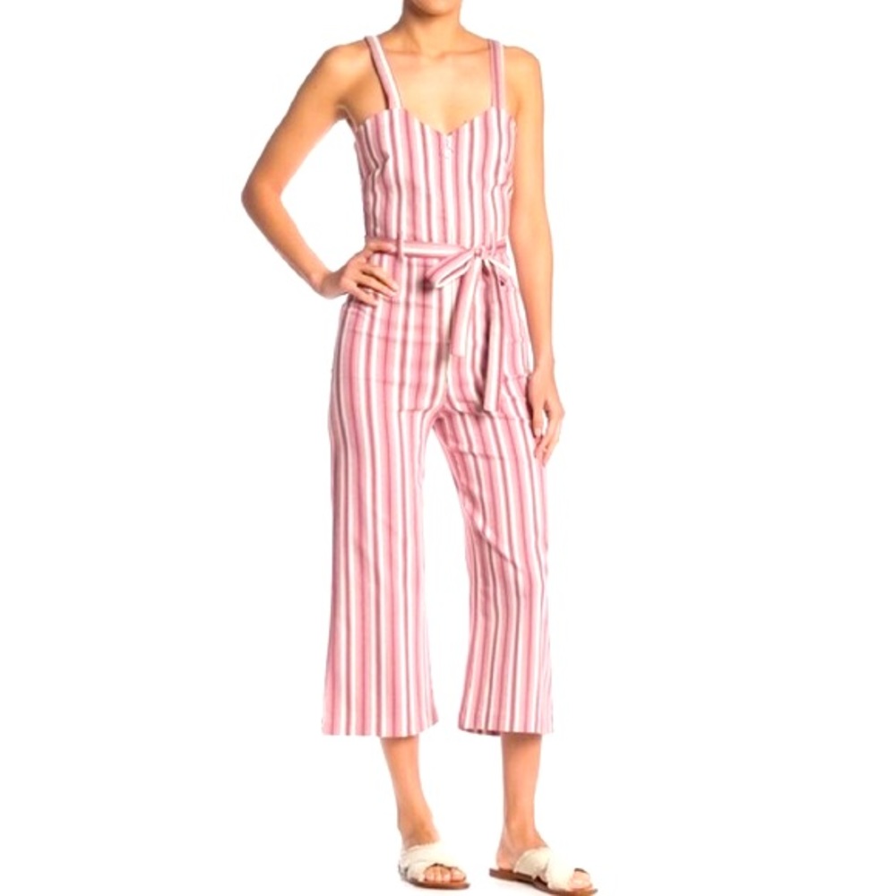 NWT Romeo & Juliet Couture Striped Jumpsuit Sleeveless Red Sz S